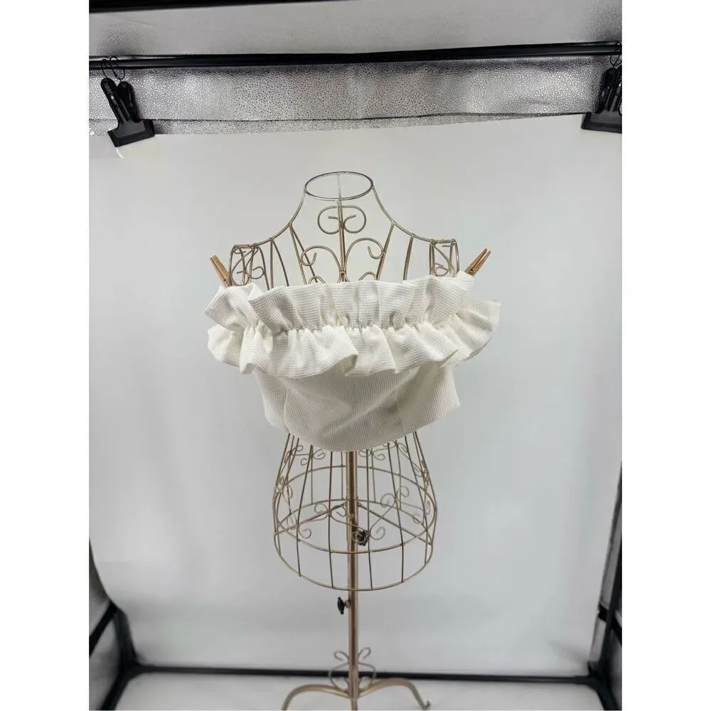 DO+BE Blouse Top Ruffle Strapless White Womens Size Large